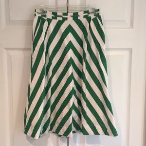Anthropologie Green Striped Skirt